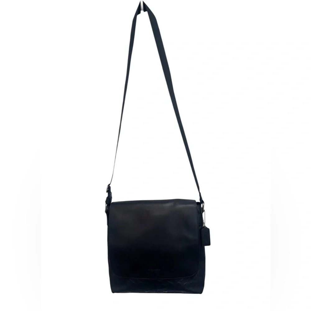 Coach Charles Messenger Bag Signature Leather Midnight Navy